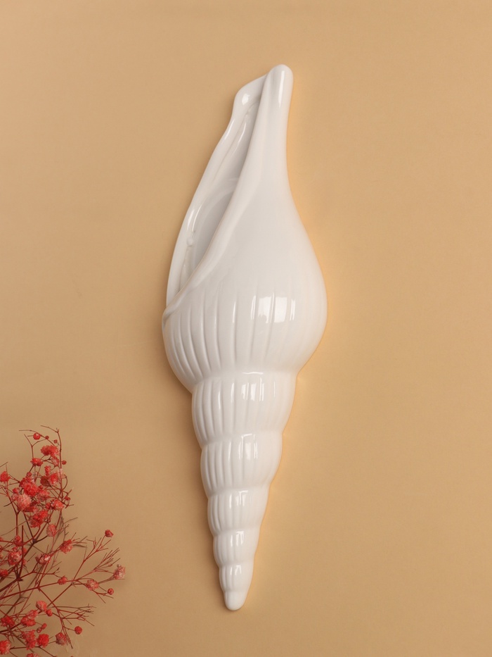 Декор настенный-ваза, панно TAKE IT EASY «Ракушка», 25×8.7 см, белый