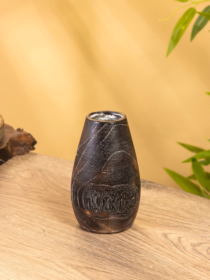 Подсвечник, d=4 см, 8×8×15 см, дерево джати, тёмно-коричневый