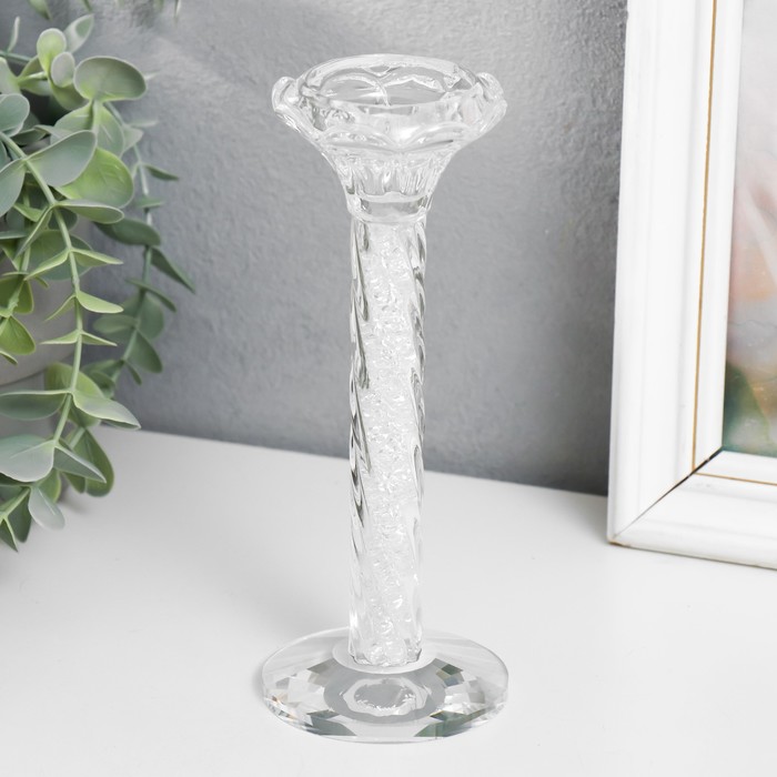 Стеклянный подсвечник на 1 свечу «Спираль», 18×7×7 см