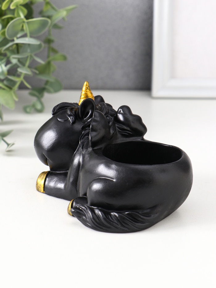 Подставка для мелочей «Единорог», 8×12×9 см, чёрная