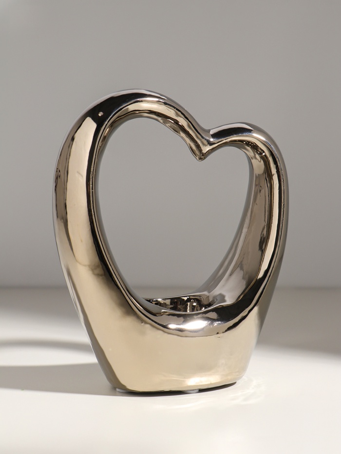 Подсвечник на 1 свечу «Сердце», d=4 см, серебро, 14.5×6×17 см