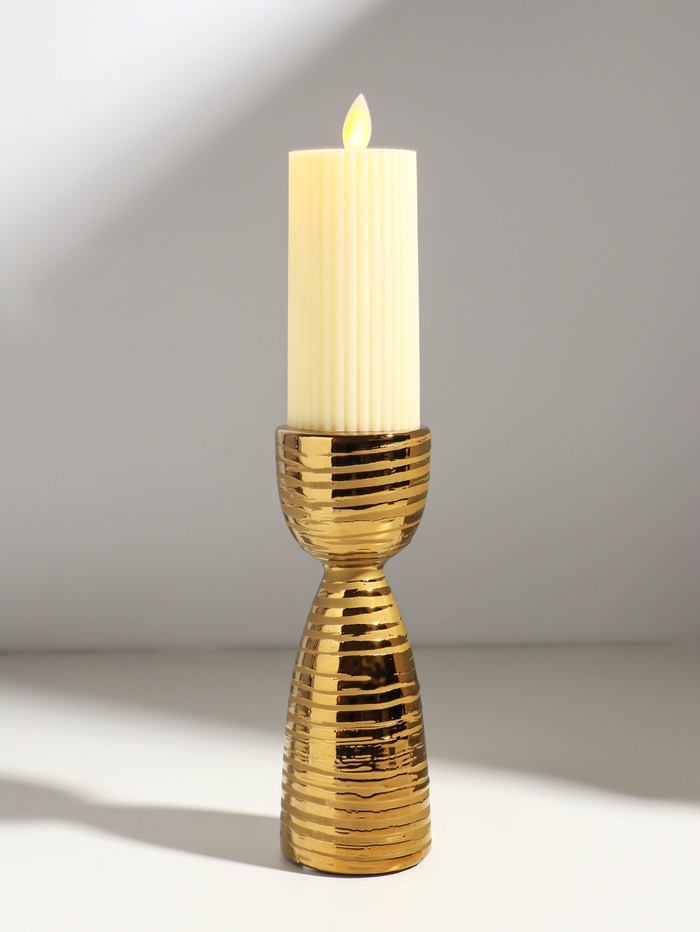 Подсвечник на 1 свечу «Зебра», d=4 см, золото, 6.5×6.5×18 см