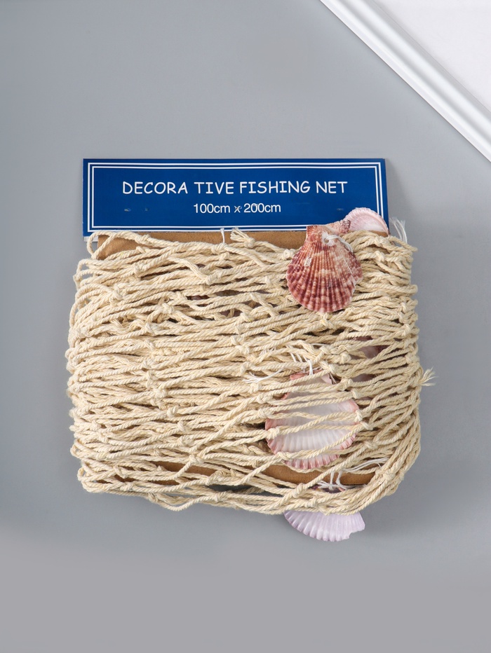 Декоративная сетка настенная с ракушками «Белая», 100×200 см,