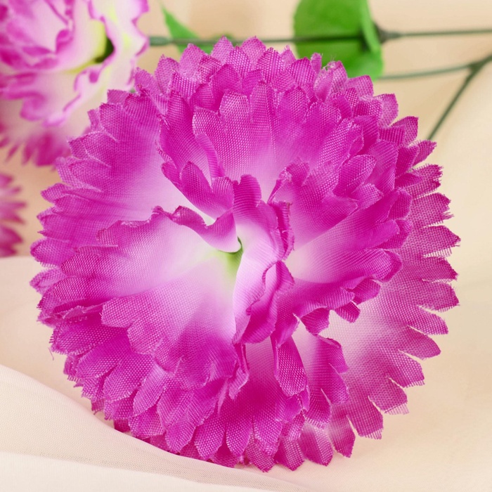 Цветы искусственные «Гвоздика трио», 11×58 см, бело-сиреневые