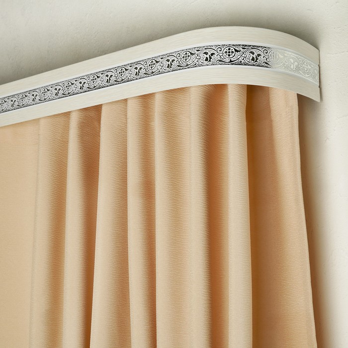 Карниз трёхрядный 260 см, с декоративной планкой 7 см, «Ультракомпакт. Грация серебро», беленый дуб