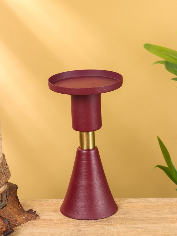 Подсвечник на 1 свечу текстурный «Баклажановый», 10.5×10.5×19.5 см