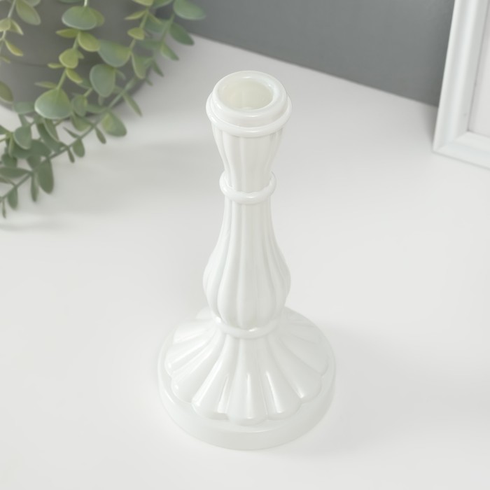 Стеклянный подсвечник на 1 свечу «Анита», белый, d=2 см, 10×10×21.5 см