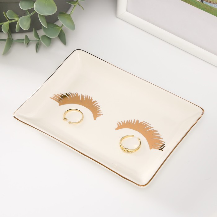 Подставка для мелочей, украшений «Ресницы», керамика, 14×9×1.6 см