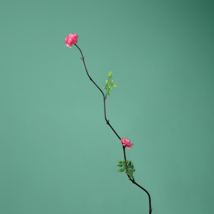 Интерьерный декор из бамбука, цветы пластик, 200 см, красный