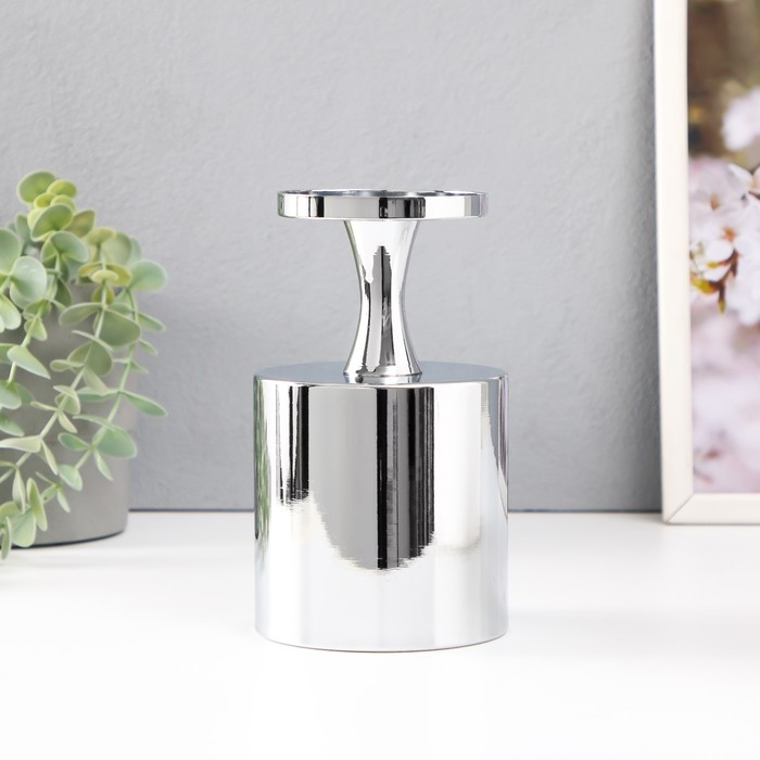 Металлический подсвечник на 1 свечу «Алессио», d=7.5 см, серебро 9.5×9.5×17 см