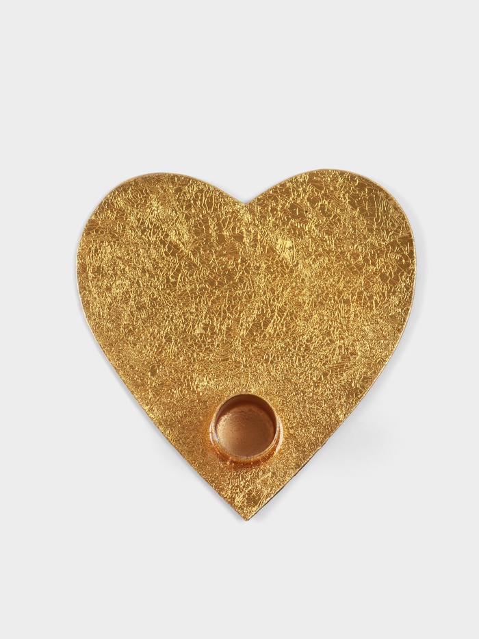 Подсвечник на 1 свечу в форме сердца Love is, 12.5×12.5×3 см, золотой