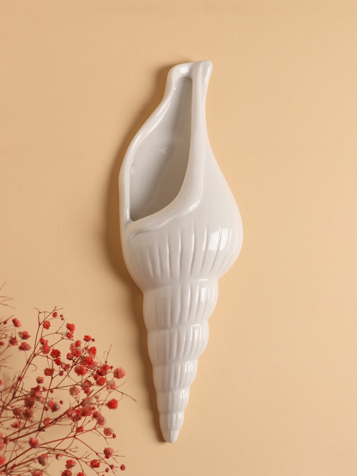 Декор настенный-ваза, панно TAKE IT EASY «Ракушка», 25×8.7 см, белый