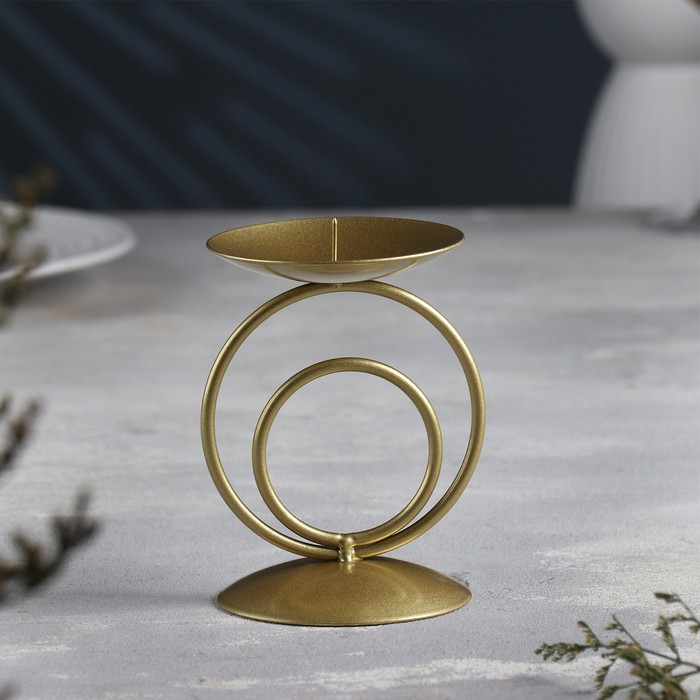 Подсвечник на 1 свечу «Закат», металл, 8.3×11 см, под золото