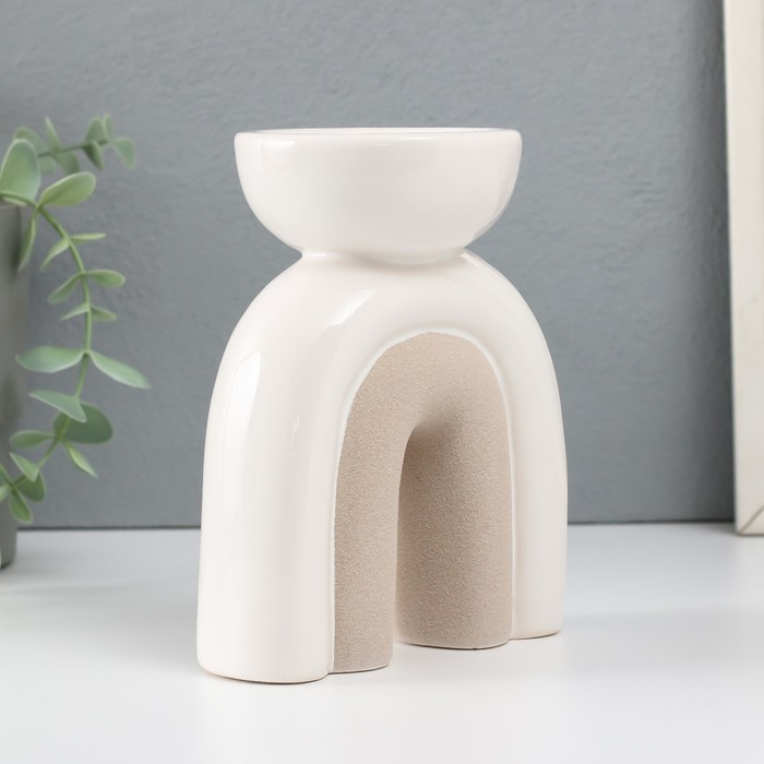 Подсвечник керамика на 1 свечу «Медуза», песочно-белый, 11.7×8×15 см