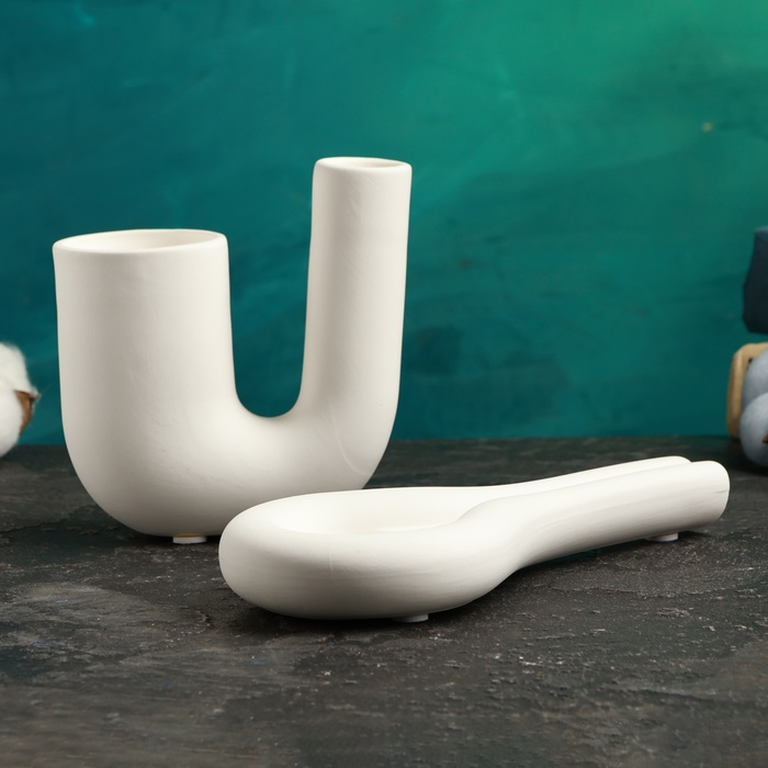 Набор подсвечников TAKE IT EASY «Кьелл и Луи», белый, 2 шт., 5×11 см; 18×2 см