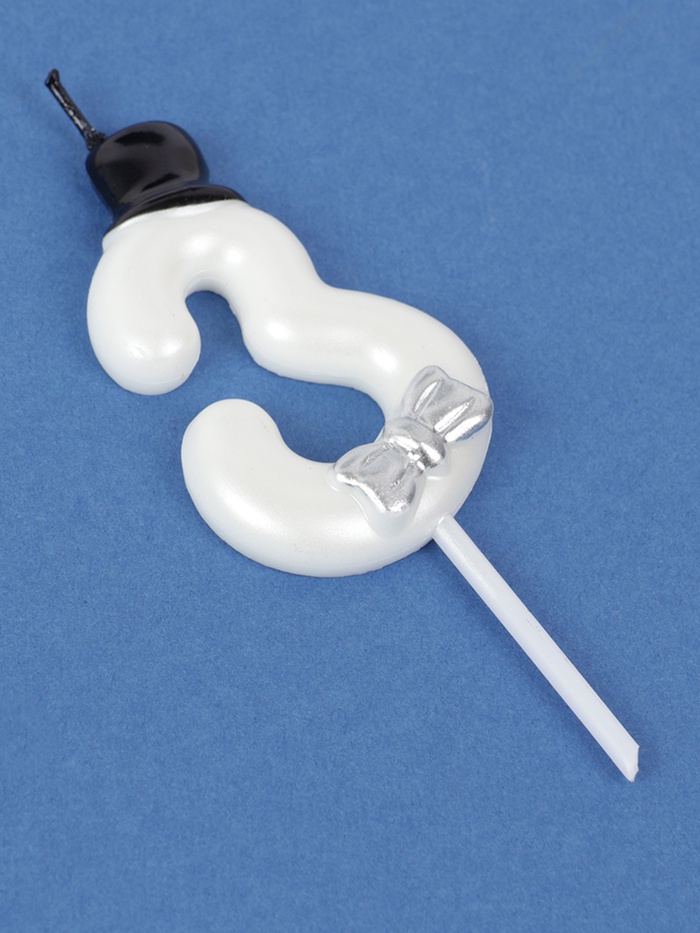 Свеча для торта «Джентельмен», цифра 3, белая