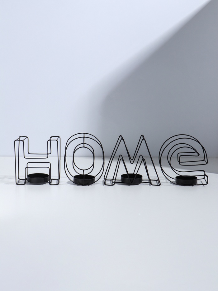 Подсвечник металлический на 4 свечи TAKE IT EASY, Home, 13.5×42 см, чёрный