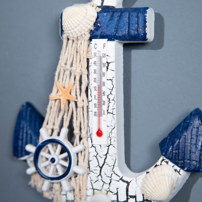 Декор настенный, панно «Якорь», с термометром, 22×12 см