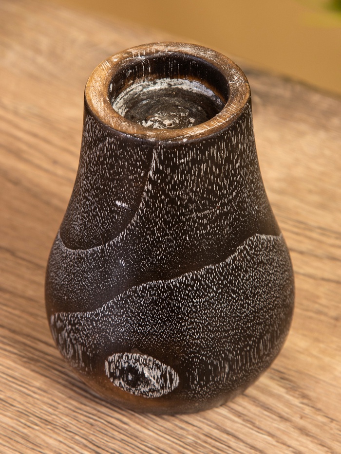 Подсвечник, d=4 см, 9×9×12 см, дерево джати, тёмно-коричневый