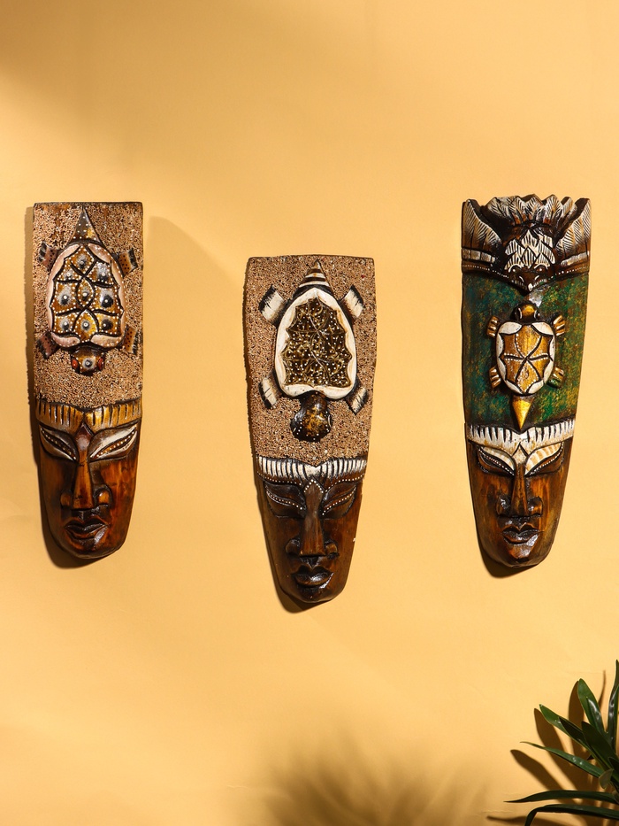 Маска «Абориген и черепаха», 30×10×4 см, дерево, МИКС