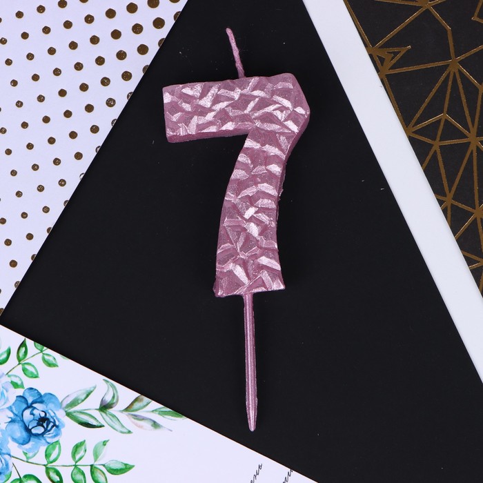 Свеча для торта, цифра «7», розовая, 10×4 см