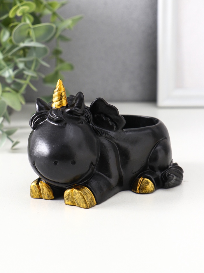 Подставка для мелочей «Единорог», 8×12×9 см, чёрная