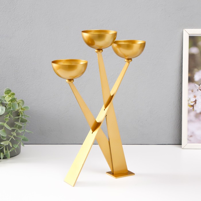 Металлический подсвечник на 3 свечи «Николь», d=8 см, 23×8×33.5 см