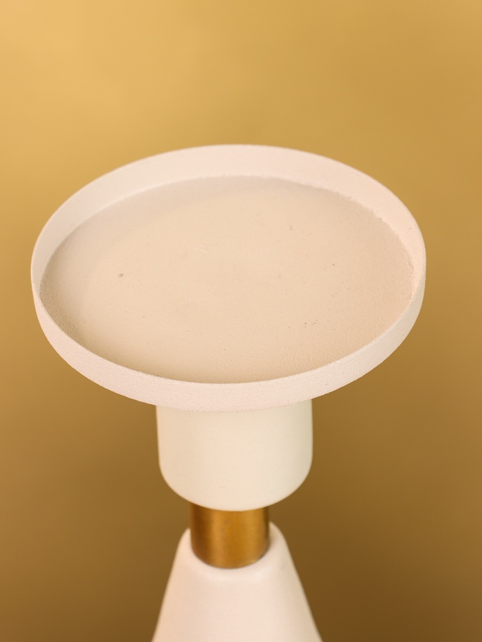 Подсвечник на 1 свечу текстурный «Бежевый», 10.5×10.5×19.5 см