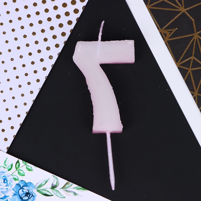 Свеча для торта, цифра «7», розовая, 10×4 см