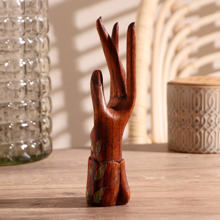 Подставка для колец «Рука роспись», 20 см, дерево