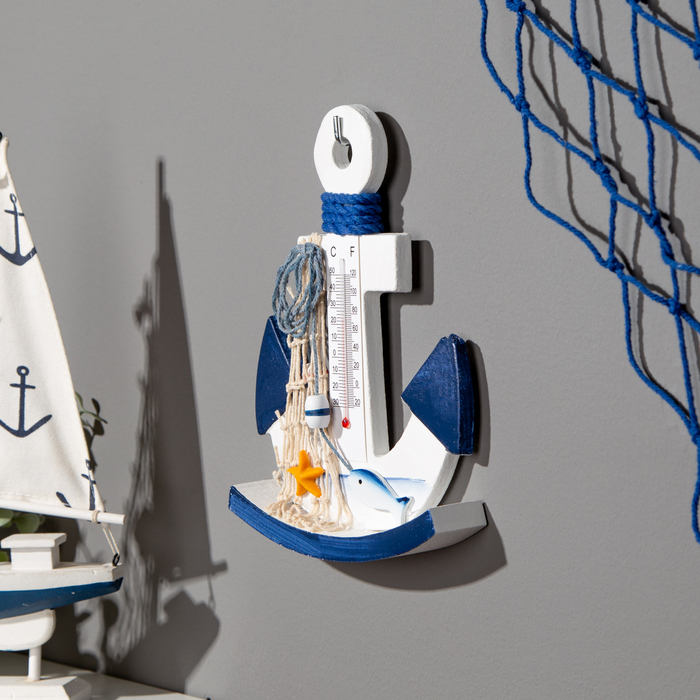 Декор настенный, панно с термометром «Якорь», 21×15 см