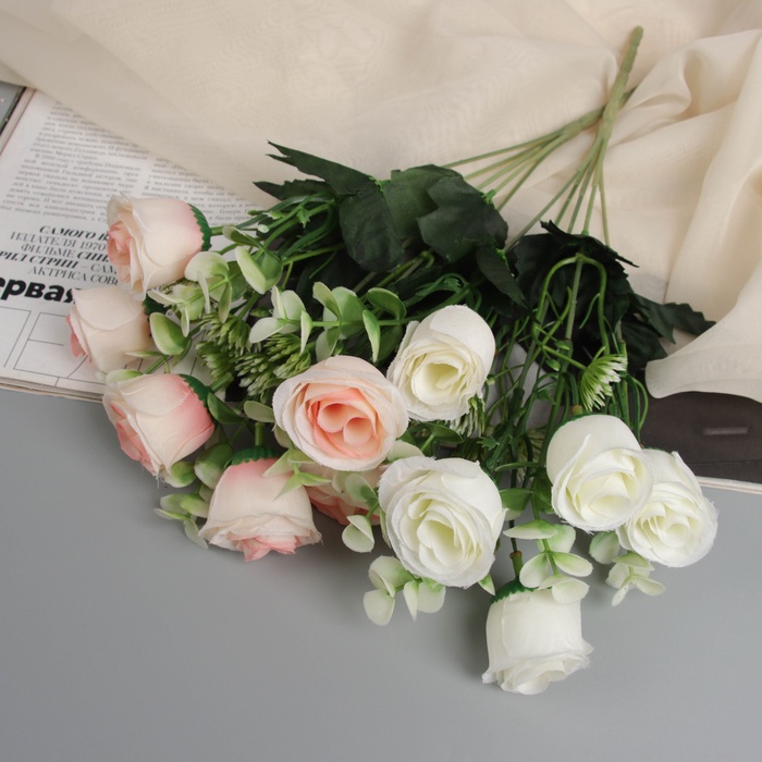 Букет искусственный «Леди роза с зеленью», h=30 см, МИКС