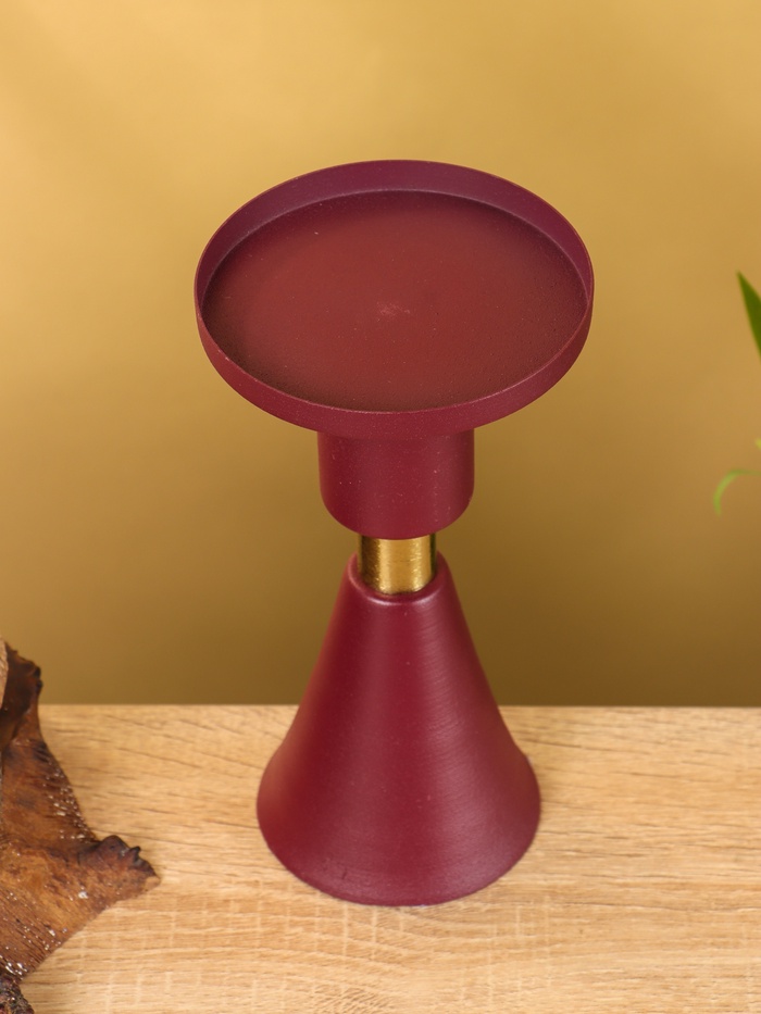 Подсвечник на 1 свечу текстурный «Баклажановый», 10.5×10.5×19.5 см