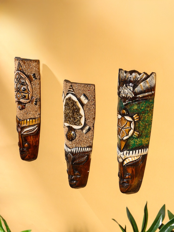 Маска «Абориген и черепаха», 30×10×4 см, дерево, МИКС