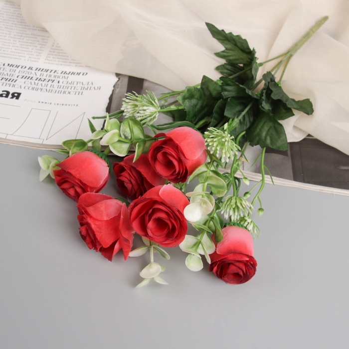 Букет искусственный «Леди роза с зеленью», h=30 см, МИКС