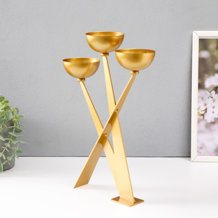 Металлический подсвечник на 3 свечи «Николь», d=8 см, 23×8×33.5 см