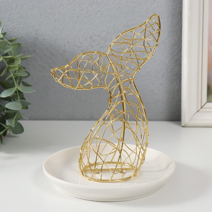 Подставка для мелочей «Хвост кита», белый с золотом, 14.2×14.2×17.3 см