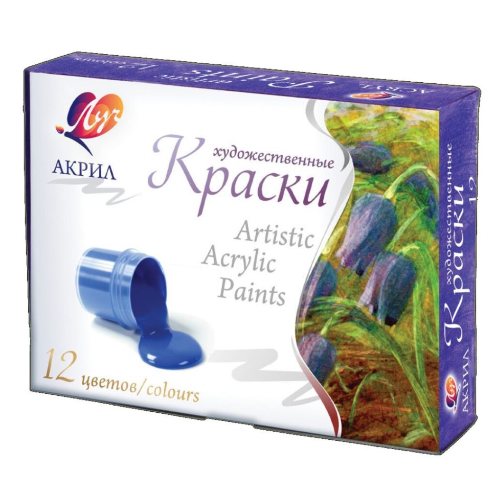 Набор акриловых красок 12 цв. 240 мл, глянцевые