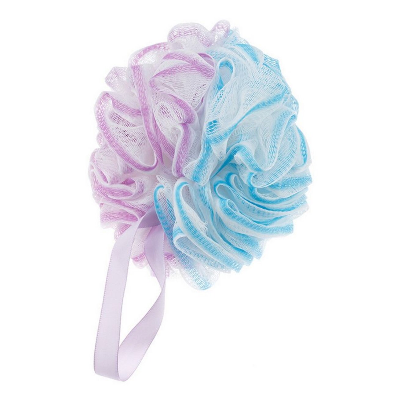 Dewal Beauty Мочалка для тела BCS-70, белая с голубым, фиолетовым, 70 г 21034