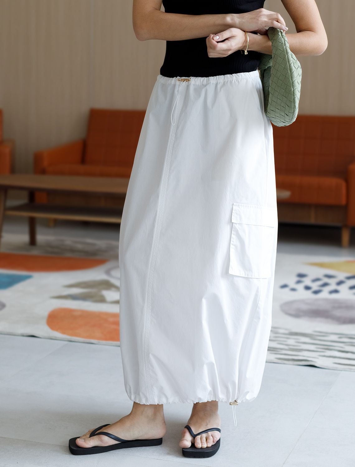 АКЦИЯ! 1590руб. Было:1990руб. Юбка карго с кулисой внизу и резинкой на поясе из плотного поплина