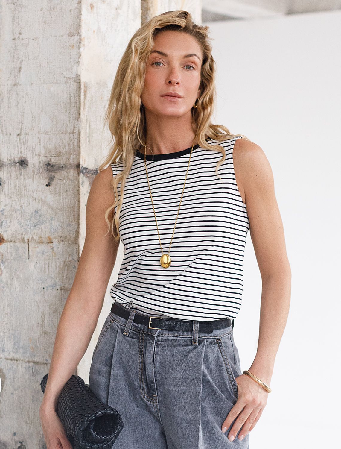 Топ в полоску из премиального хлопка с эластаном