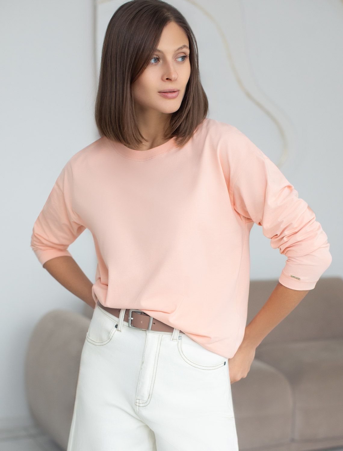 Базовый лонгслив из премиального хлопка с эластаном