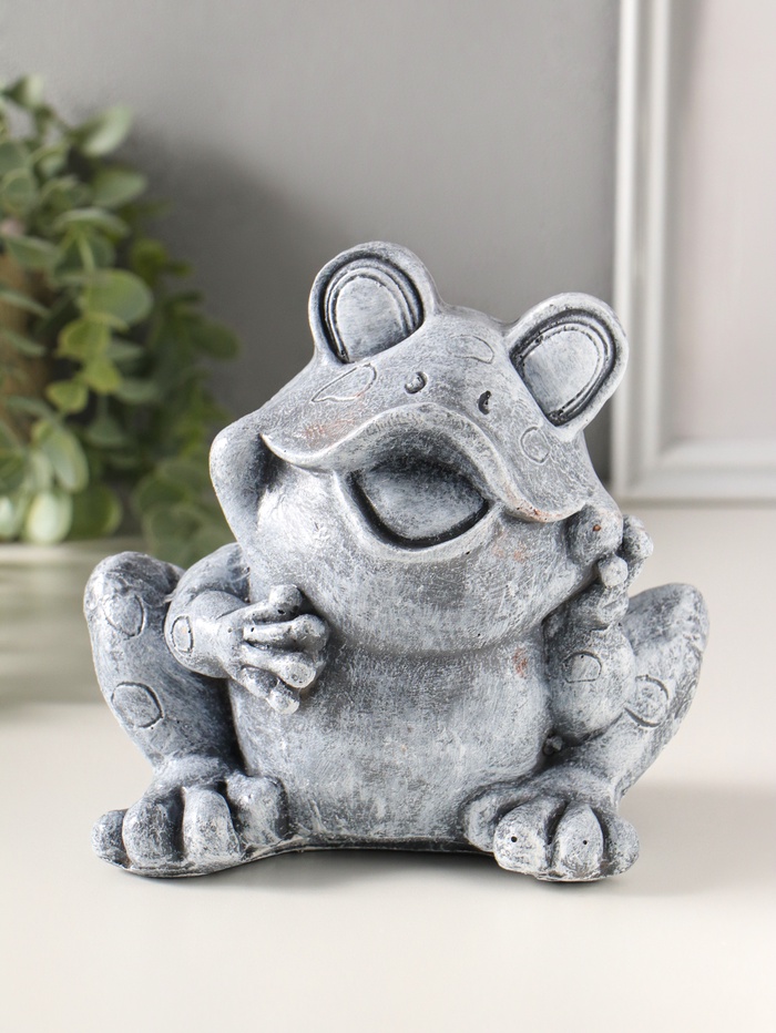 Копилка для денег полистоун «Лягушонок», 16 см, серый камень