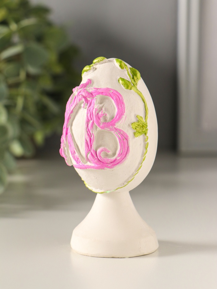 Фигурка гипс «Яйцо Пасхальное ХВ», 9×4 см, с розовым