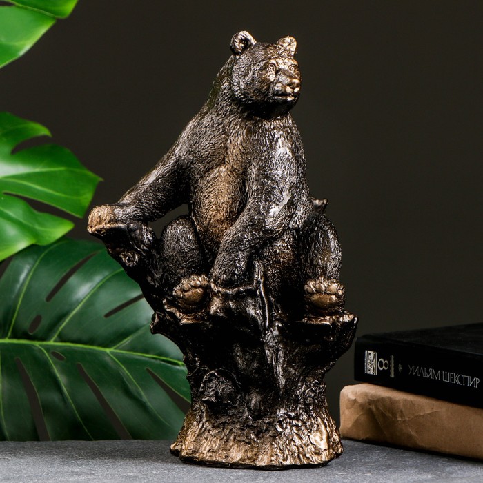 Копилка для денег «Мишка на пне», гипс под бронзу, 31 см