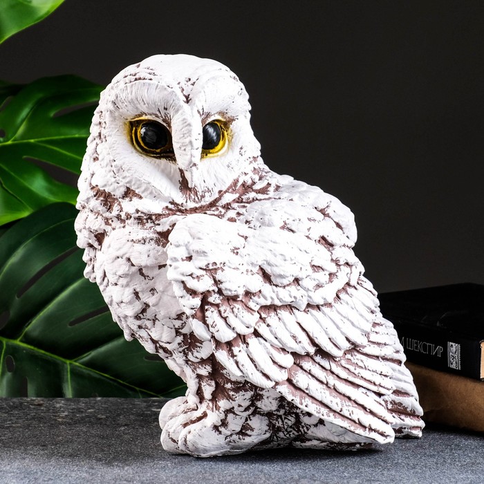 Фигурка гипс «Сова», 22×25×25 см, бело-коричневая