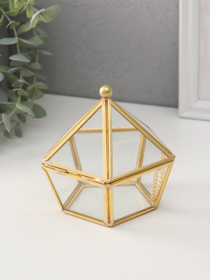 Шкатулка для украшений (колец, колье, серёг) «Домик маленький», 12×12×12 см, стекло