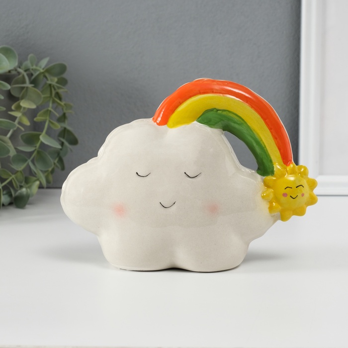 Копилка для денег «Облачко-шарик с радугой», керамика, 7.5×18×13.2 см