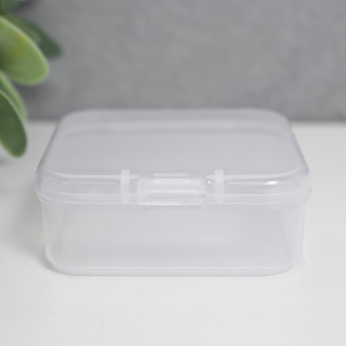 Шкатулка для хранения мелочей «Квадрат», пластик, прозрачная, 2×5.5×5.5 см