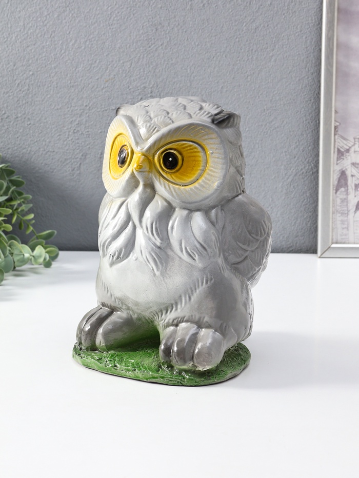 Копилка для денег «Сова», гипс, 25 см, серый